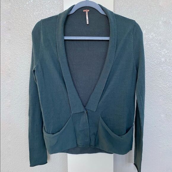 Free people aqua gray cardigan, size SP - Picture 1 of 5